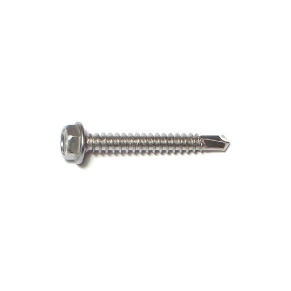 Midwest Fastener Self-Drilling Screw, #8 x 1-1/4 in, Zinc Plated Stainless Steel Flange Hex Head External Hex Drive 09845 - main